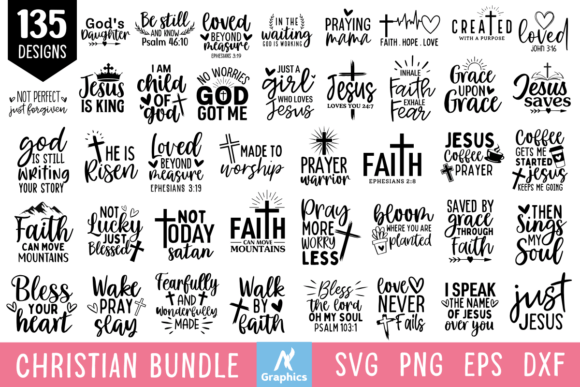 135 Christian SVG Bundle for T-Shirt Designs & Graphics