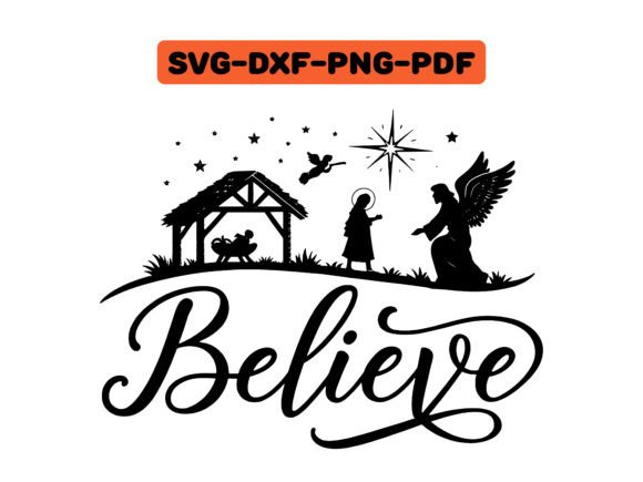 Believe Christian Typography: A Faith-Inspired Graphic for T-Shirt Designs & Visual Projects