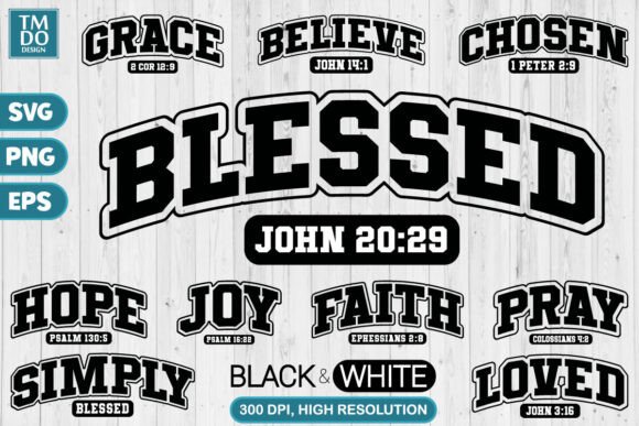 Christian Bundle: Easter, Blessed, Faith Graphics for T-Shirt Designs