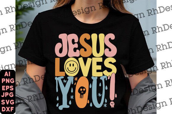 Christian Shirt PNG: Jesus Loves You Graphic for T-Shirt Designs