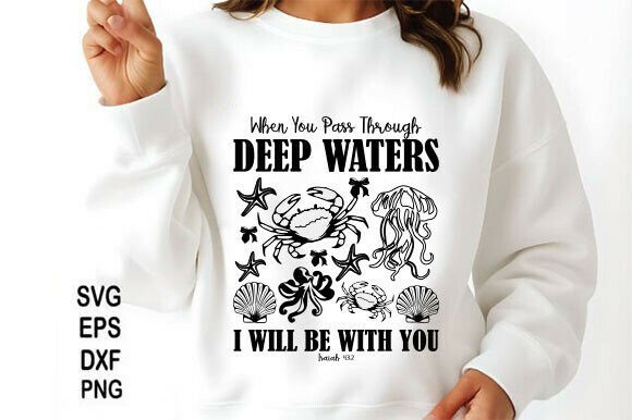Deep Waters PNG, Christian, Beach SVG: A Fresh Graphic for T-Shirt Designs & Brand Visuals