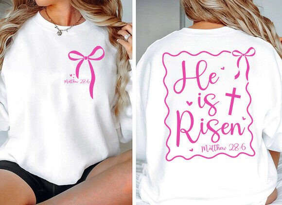 He is Risen SVG PNG – Christian Bow Graphic for T-Shirt Designs & Digital Sellers
