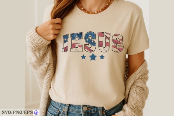 Jesus 4th of July T-Shirt Design – A Bold Graphic for Patriotic Branding