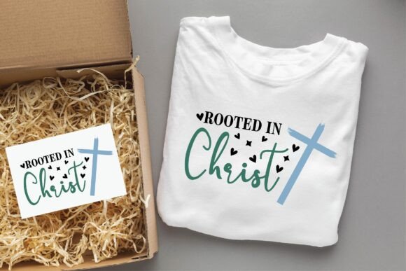 ROOTED in CHRIST Christian Graphics for T-Shirt Designs